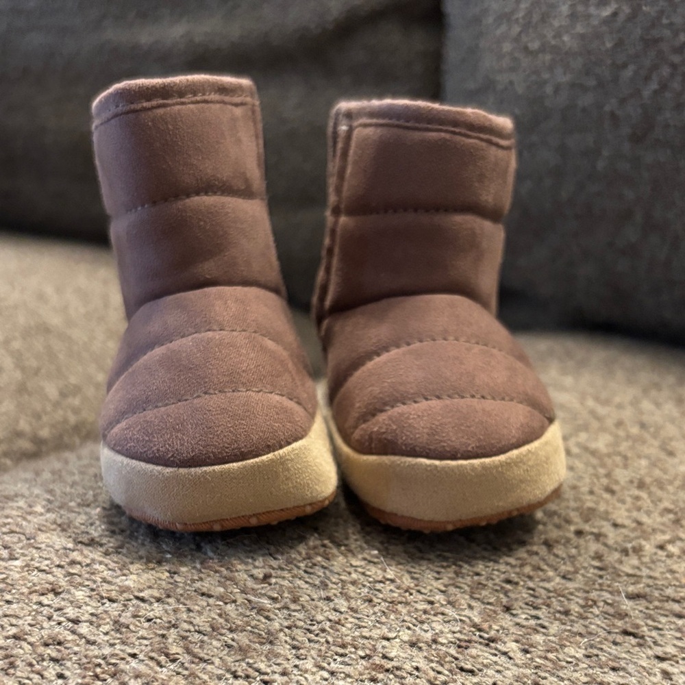 Brown / Mauve Suede Baby Snow Boots